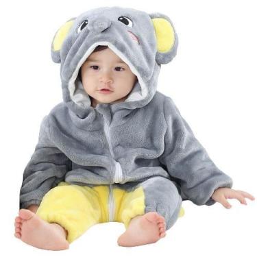 Imagem de Macacão Pijama Inverno Bebê Bichinhos Infantil - Rey Shop, Elefante, 3