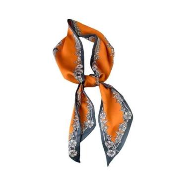 Imagem de Lenço De Seda Com Estampa Floral Para Mulheres, Fino E Longo, Moda Par