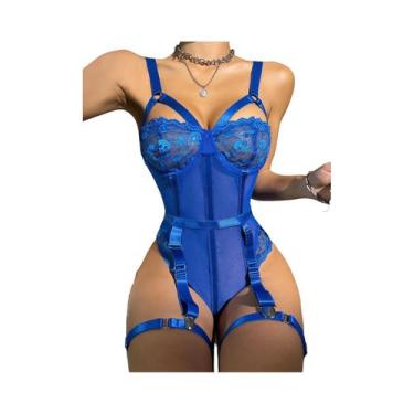 Imagem de Conjunto De Lingerie Sexy Feminina Com Renda, Sutiã Com Aro E Tanga - 