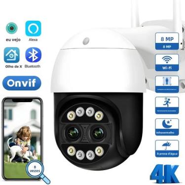 Imagem de Câmera PTZ WiFi 4K 8MP Com Zoom Digital 8X, Detecção Por IA, Câmera De