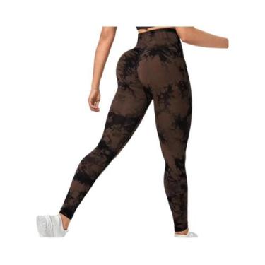 Imagem de Calças De Yoga Femininas De Cintura Alta Sem Costura Com Estampa Tie-D