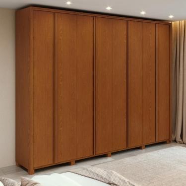 Imagem de Guarda Roupa Casal Easy Glow 8 Portas de Bater 6 Gavetas MDF Frassino Móveis Lopas