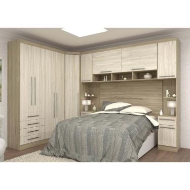 Imagem de Guarda Roupa Casal De Canto Master 11 Portas Bater 6 Gavetas MDP Avelã Rústico-Ártico Rústico Luciane Móveis