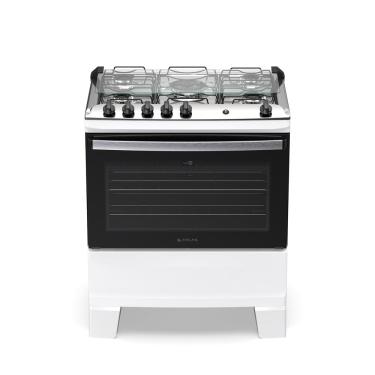 Imagem de Fogão Atlas Agile Up 5 Bocas com Mesa Inox Tripla Chama e Acendimento Automático Bivolt Branco