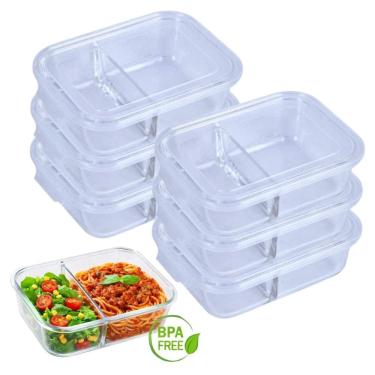 Imagem de KIT 6 Pote Vidro Hermético Grande 1000ml com Divisória Mor