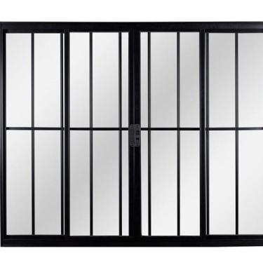 Imagem de Janela Correr 4 Folhas Central com Grade Vidro Liso 100x100 Ecosul Esq
