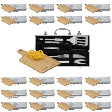 Imagem de Kit 20 Unidades - Maleta Inox Utensilios de Churrasco Com Tábua - ZZ
