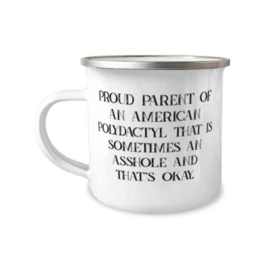 Imagem de Joke American Polydactyl Cat Gifts, Proud Parent of an American Polydactyl That is, Inspire Christmas Caneca de acampamento de 355 ml dos amantes de gatos