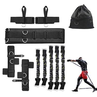 Imagem de SFEEXUN Conjunto de faixas de resistência de boxe para velocidade e agilidade, faixa de treino, faixa de tornozelo para exercícios nas pernas, tiras de tornozelo para treinamento de resistência, melhora o poder explosivo (preto-90 kg)