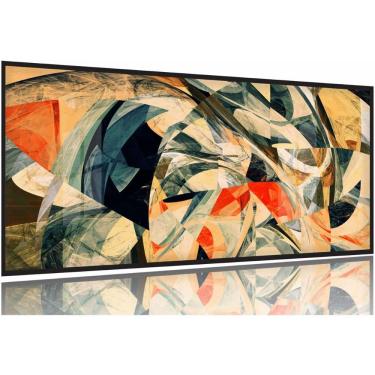 Imagem de Quadro Decorativo Abstrato Fractal Geometrico 130x60 Moldura Preta 2x2