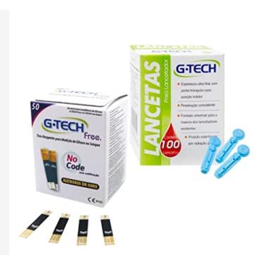 Imagem de Tiras Reagentes para medição de glicose FREE 50 Unidades + 100 lancetas - G-tech