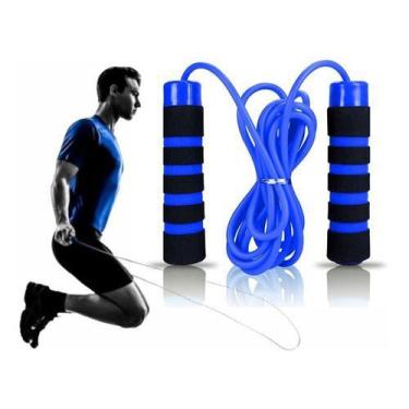 Imagem de Corda De Pular Profissional Jump Rope Com Rolamento Para Saltar Azul -