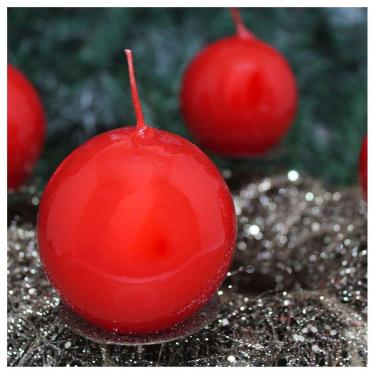 Imagem de Kit 2 Velas Bola De Natal Clássica Vermelha Natalina 7cm
