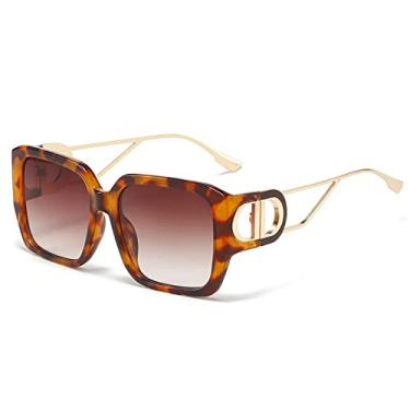 Imagem de Óculos de sol grandes mulheres armação grande luxo a letra d óculos de sol feminino moda óculos uv400 vintage óculos vermelho, leopardo wtyj147, tamanho único