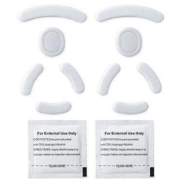 Imagem de HUYUN 2 conjuntos de tapetes de mouse com bordas arredondadas brancas compatíveis com mouse sem fio Logitech GPRO 810-006163
