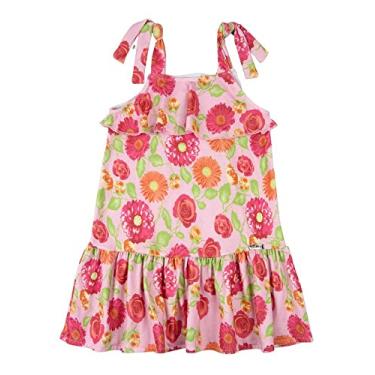 Imagem de Vestido Roupa Bebe Infantil Menina Feminina Sem Mangas Malha Estampada Floral Microfibra Rosa 10 meses 1 Ano 2 3 4 Anos