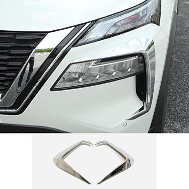Imagem de Xodouhi Apto para Nissan X-Trail Rogue 2021 2022 Capa de para-choque lateral com luz frontal Acessórios exteriores em forma de foice ABS (prata)