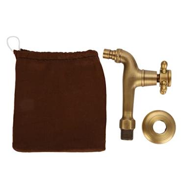 Imagem de Torneira de alça única de latão maciço vintage OKJHFD, torneira de alça única cruzada G1/2 torneira de água quente fria antiga sem vazamento para máquina de lavar torneira de água montada(long-style)