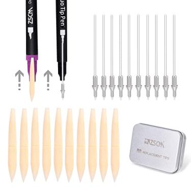 Imagem de ZSCM QUALITY DECIDES THE FUTURE Pontas de substituição para canetas duplas, inclui 10 pontas de pincel e 10 pontas fineliner