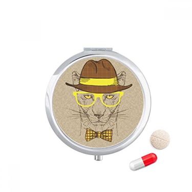 Imagem de Estojo de comprimidos de leopardo para óculos, caixa de armazenamento de medicamentos, dispensador