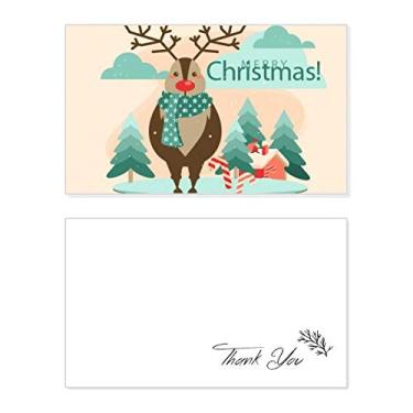 Imagem de Ilustração de rena de árvore de Natal feliz cartão de agradecimento aniversário papel saudação casamento agradecimento
