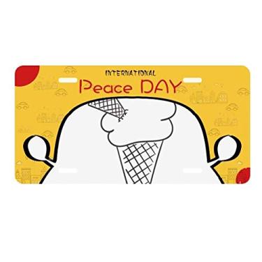 Imagem de DIYthinker Placa de carro Black Line Cream Soft Cones Ice Cream Placa de carro Decoração Dia da Paz
