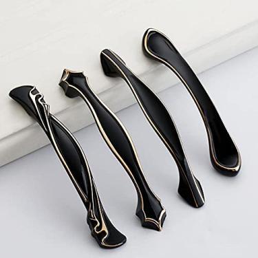 Imagem de Maçaneta de porta de móveis decorativos europeus de aro de ouro preto moderno em liga de zinco para quartos de banho Maçanetas de porta de banheiro, preto 2297.128 mm