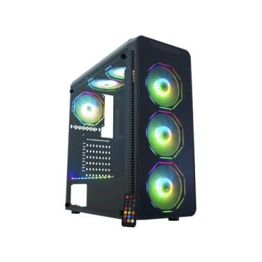 Imagem de Gabinete Gamer K-Mex Infinity Polygon Cg-08G8 Rgb Atx 6 Fans Preto