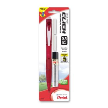 Imagem de Pentel Lápis automático Twist Apase Click com 2 refis de borracha e chumbo, 0,5 mm, tubos sortidos, cor pode variar, 1 pacote (PD275TLEBP)