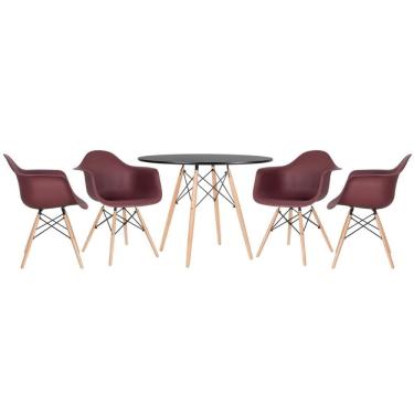 Imagem de KIT - Mesa redonda Eames 100 cm preto + 4 cadeiras Eiffel DAW