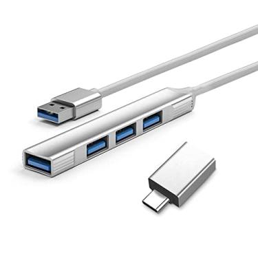 Imagem de JIALUU Hub USB de 4 portas, com cabo de 55 cm de comprimento, com adaptador USB fêmea para macho tipo C, divisor USB 3.0, compatível com laptop, PC, MacBook, Mac Pro, Mac Mini, HDD móvel, Surface Pro e mais..