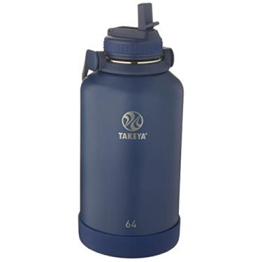 Imagem de Takeya Garrafa de água Actives com tampa de canudo – Garrafa de água durável e fácil de cuidar com isolamento de aço inoxidável – Tampa sem BPA com alça de transporte e canudo – Pode ser lavada na