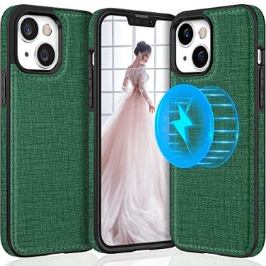 Imagem de LOHASIC Capa de telefone para iPhone 14 Plus, ímã forte compatível com Mag-Safe, textura de tela, capa de couro PU vintage Stitch para mulheres meninas, amortecedor protetor, 6,7 polegadas, 5G, 2022 -