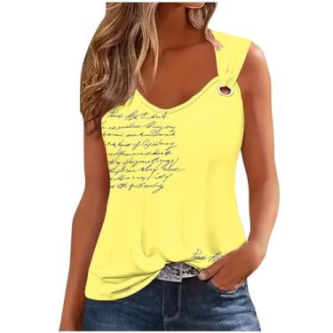 Imagem de Camisetas femininas folgadas longas sem mangas alças finas verão outono 2024 moda, Y-373 amarelo mostarda, M
