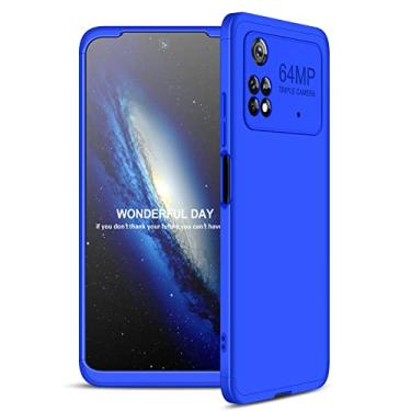 Imagem de Asdsinfor Compatível com Xiaomi Poco M4 Pro 4G capa ultrafina 3 em 1 proteção de corpo inteiro capa de plástico rígido anti-arranhões compatível com Xiaomi Poco M4 Pro 4G azul AD