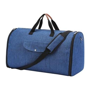 Imagem de Generic Bolsa conversível para roupas, bolsa duffle para roupas, bolsa de viagem 2 em 1, mala suspensa para férias, item pessoal ao ar livre, Azul