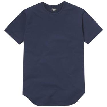 Imagem de Cuts Clothing Camiseta masculina AO gola redonda bainha alongada manga curta, Azul pacífico, G