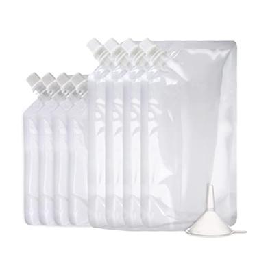Imagem de OHMAXHO Bolsas de álcool para bebidas alcoólicas, bolsas reutilizáveis para adultos, frascos de bebidas alcoólicas ocultáveis com funil, frascos de viagem de plástico (8OZ4 + 16OZ4)