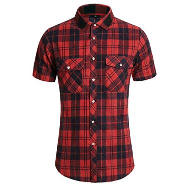 Imagem de Yoyorule Camiseta masculina folgada leve verão cor esportes casual solto moda gola redonda manga curta, Vermelho, 5G