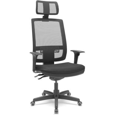 Imagem de Cadeira Brizza Presidente Plaxmetal Apoio de Cabeça e Encosto em Tela Mesh Assento Poliéster Braços 3D Back System