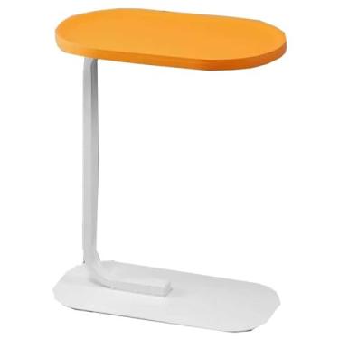 Imagem de Mesa lateral pequena, mesa C, estreita, redonda, sofá, sofá, mesa de jantar, para lanches, bebidas, mesa de destaque para sala de estar e quarto