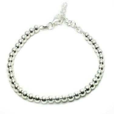 Imagem de Pulseira Bolinhas 4 Mm 20 Cm Prata Legitima 925 - Lojas La&Ny, 20 cm, 