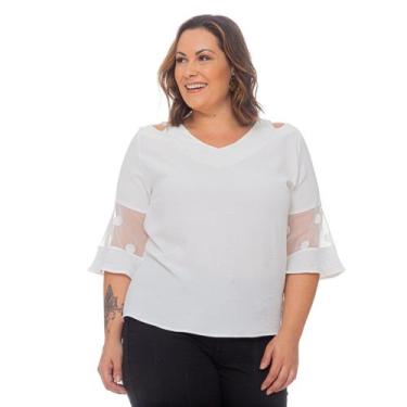 Imagem de Blusas Femininas Plus Size Festa Elegante Renda Detalhes Ombros - Gatt