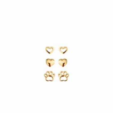 Imagem de Kit Trio de Brincos Pequenos Folheado Ouro 18k Antialérgico - MIXFOLHE