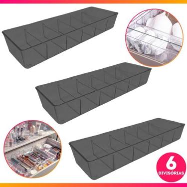 Imagem de 3 Organizador Gaveta Calcinha Meia C/ Divisoria 36x12x5,5 Cm - Plas Tu