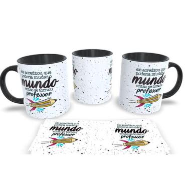Imagem de Canecas Preta Personalizadas dia dos Professores - Estampa Sublimada, 