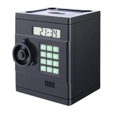 Imagem de shamjina Cofrinho infantil, caixa de economia de dinheiro com senha, rolo automático, banco de dinheiro eletrônico para crianças, meninos, meninas, presentes, Preto