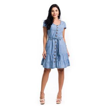 Imagem de Vestido Jeans Comprido Com Manguinha - RESTRITO JEANS, 36, Azul médio