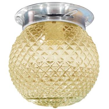 Imagem de Plafon Colonial Aluminio Natural Globo Bico de Jaca Ambar - CM GLASS -
