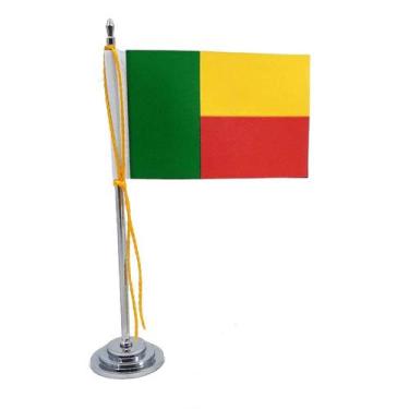 Imagem de Mini Bandeira de Mesa Benim 15 c m (Mastro)Poliéster - SP Bandeiras 